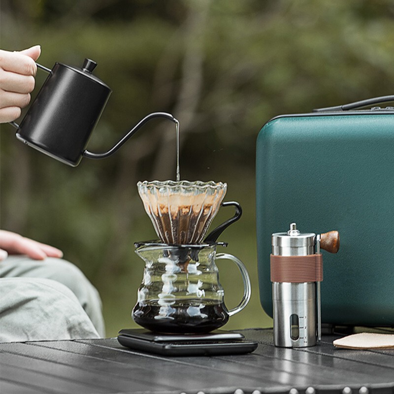 Hand-Brewed Coffee Set, Outdoor Hand-Brewed Coffee Pot Set, Travel Portable Gift Box, Hand-Ground Coffee Set, Complete Set