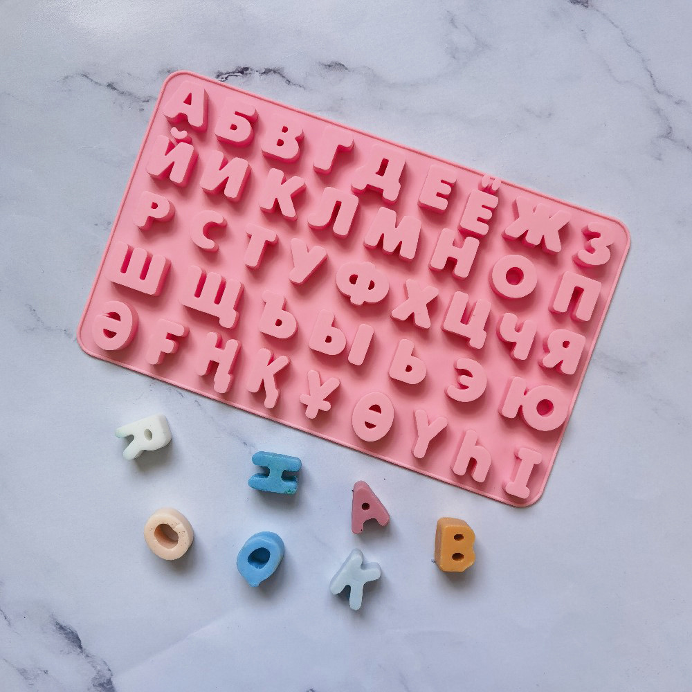 Alfabeto ruso 108 molde de silicona pastel helado pudín molde de postre jabón utensilios