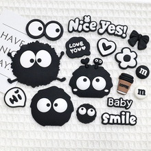 卡通软胶DIY煤球精灵硅胶贴片洞洞拖鞋扣耳机手机壳装饰 配件材料