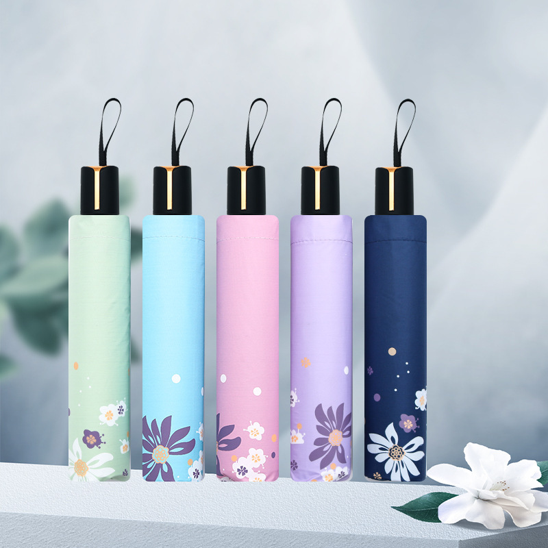 Jia Ping Umbrella Free Shipping 10-Rib Fireworks Pattern Black Coating Sunshade Anti-Uv Umbrella 70% off Folding Dual-Use Sun and Rain Umbrella