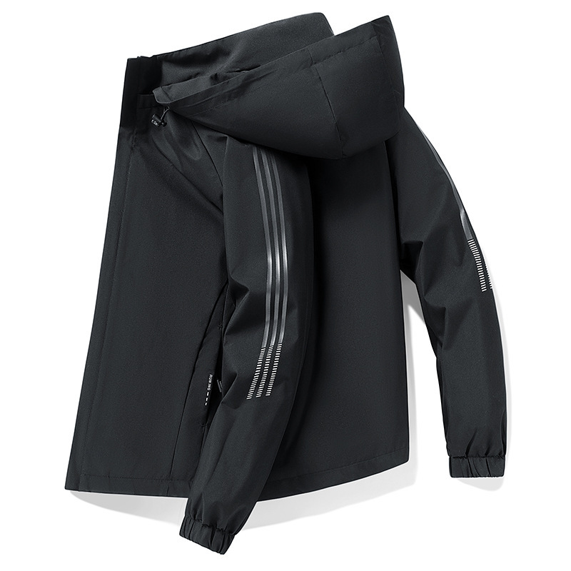 2025 Spring Windproof and Rainproof Casual Jacket Men's Fashionable Sports Hooded Jacket Windbreaker Manufacturer Wholesale