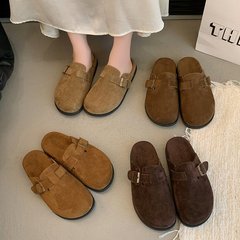 复古一脚蹬勃肯鞋女2025年新款秋季外穿平底包头半拖鞋懒人博肯鞋