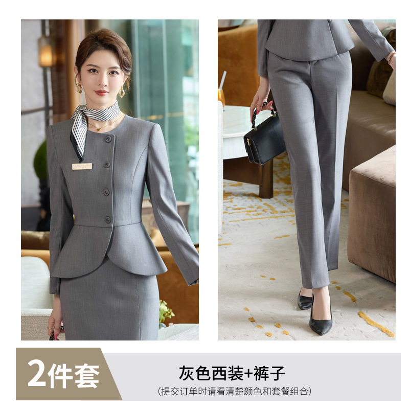 白色职业西装套装裙女2025新款酒店前台接待正装高级感工作服西服|undefined
