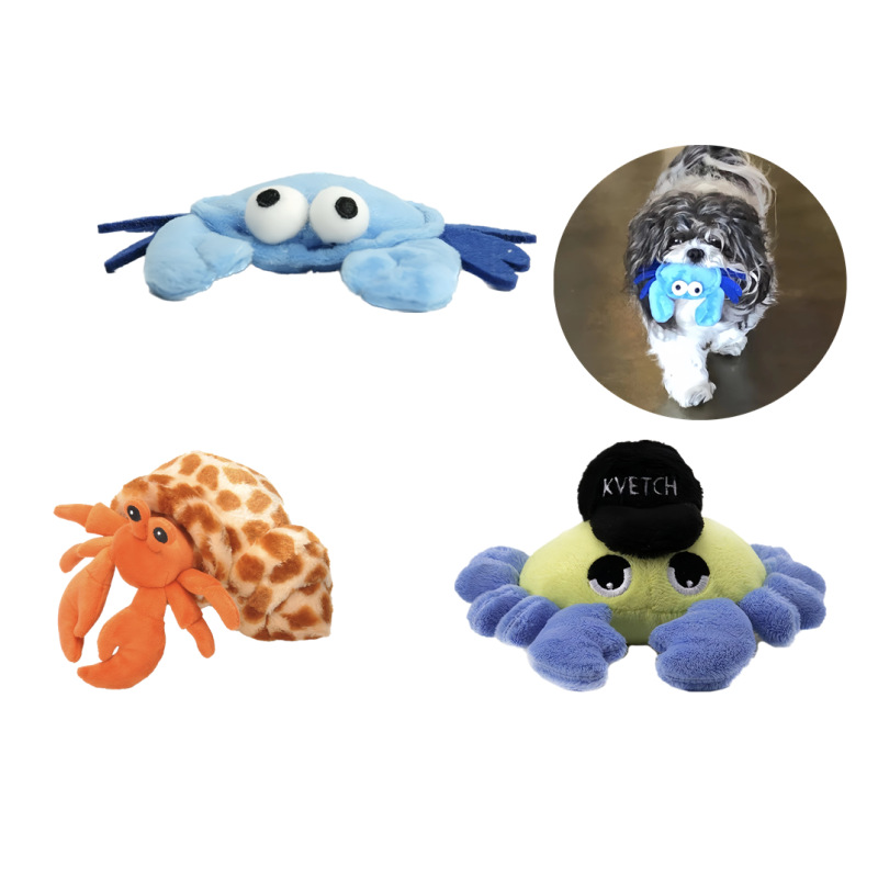 跨境新品crab dog toy磨牙耐撕咬宠物玩具螃蟹寄居蟹狗狗玩具