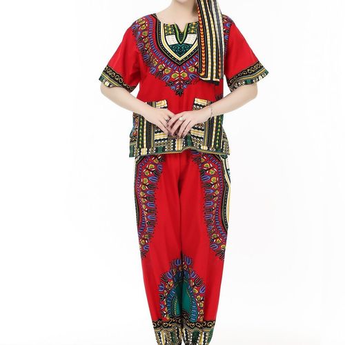葫芦丝非洲鼓舞蹈演出服泰国东南亚风情印花表演服装民族风服饰