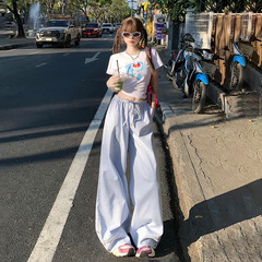 腰を緩めて広い足のカジュアルなズボンの女性2025年春秋の新型のまっすぐな筒のゆったりしている怠惰な感じはやせているズボンを引きずっています。