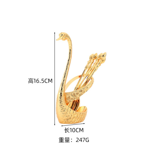 Manufacturer Swan Fruit Fork Storage Kitchen Fashion Creative Metal Craft Tableware Silver Swan Spoon Set