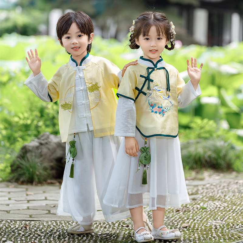 Hanfu boy 2023 new style Guoxue dress for girls, Chinese style Tang suit performance dress, spring and autumn edition children's improved ancient costume