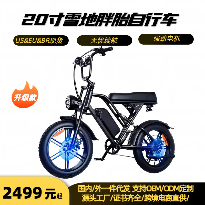 European Overseas Warehouse Wholesale Electric Bicycles in Stock 20inch Snowmobiles 1000W Adult Men's Ebike