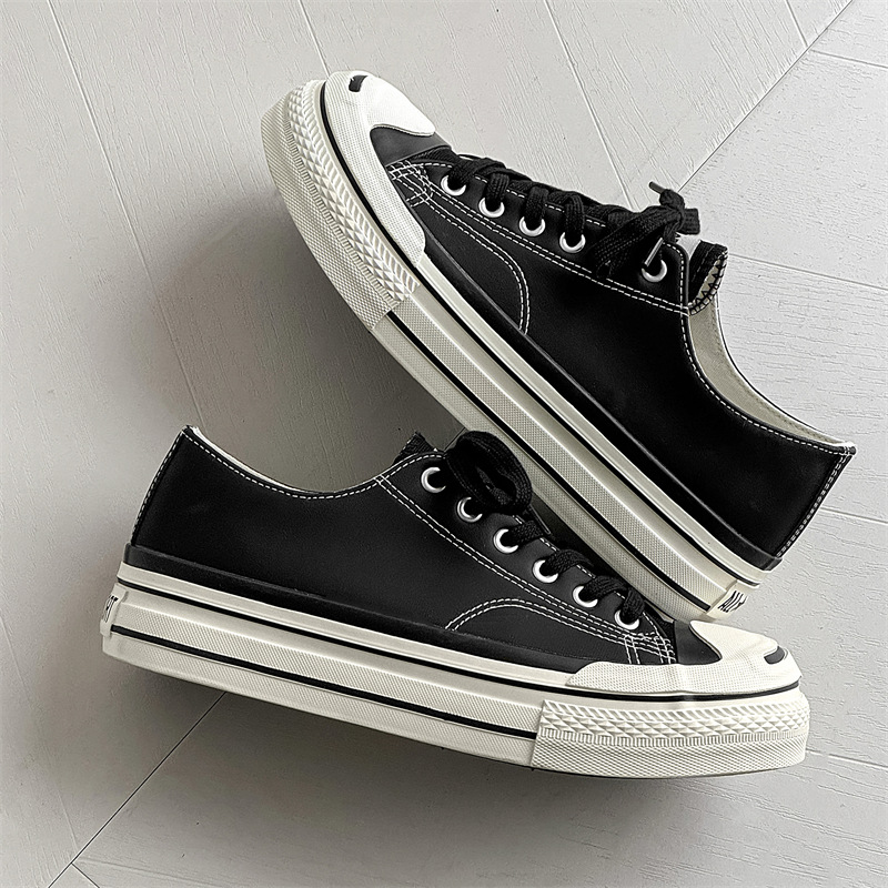 Verano nuevo estilo, sonrisa abierta, zapatos de lona transpirables, zapatos vulcanizados de nicho, zapatos clásicos de plataforma baja de todo fósforo para hombres