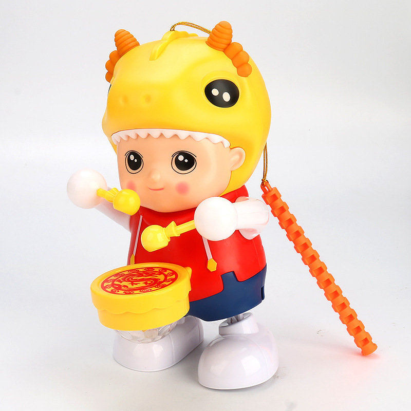 Dragón año mascota FESTIVAL DE medio otoño linterna portátil baile eléctrico tambores xiaolongbao música iluminación juguetes para niños
