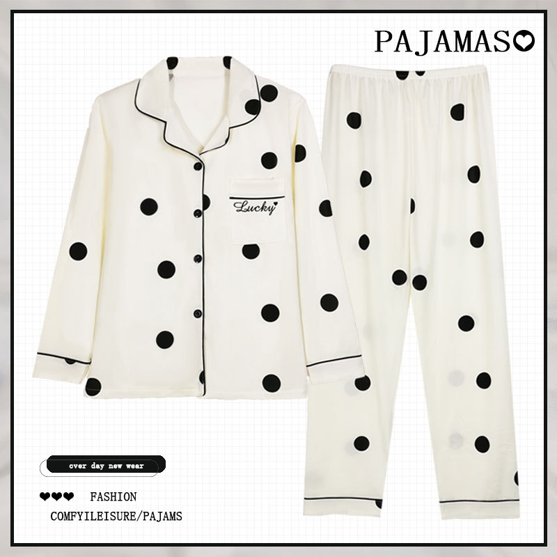 Pijamas a cuadros de algodón para mujer primavera y otoño 2025 nuevo estilo lindo traje de servicio a domicilio de manga larga de perro de pudín estilo ins