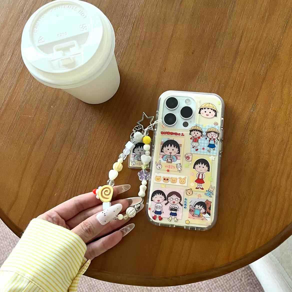 Linda etiqueta ilustración bola chica para iPhone16 Apple 15ProMax funda para teléfono móvil 14 cadena 13 mujer