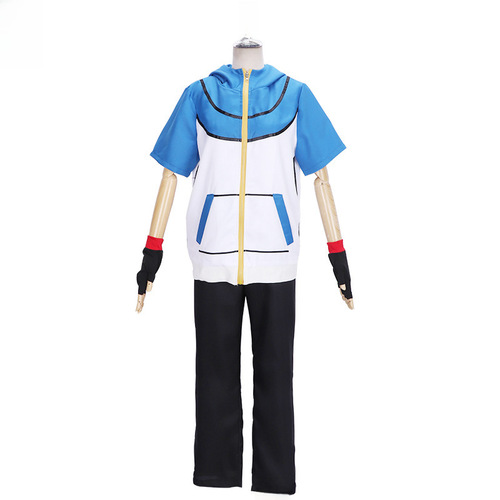 Anime Pet Little Busters Cosplay Suit Ash Ketchum Costume Summer Outfit Short Set