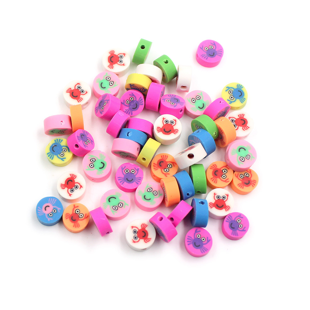 Cuentas de cerámica suave DIY, caras sonrientes, sueltas para pulseras y collares