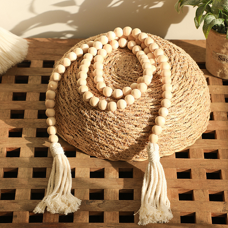 Bohemian New Hand-woven Wooden Bead Fringe Curtain Ties Simple B&B Home Bedroom Decoration Wholesale