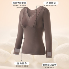 Silk patch sexy V-neck luxury warm top for women fixed coasters without running cup warm long sleeve silk cover