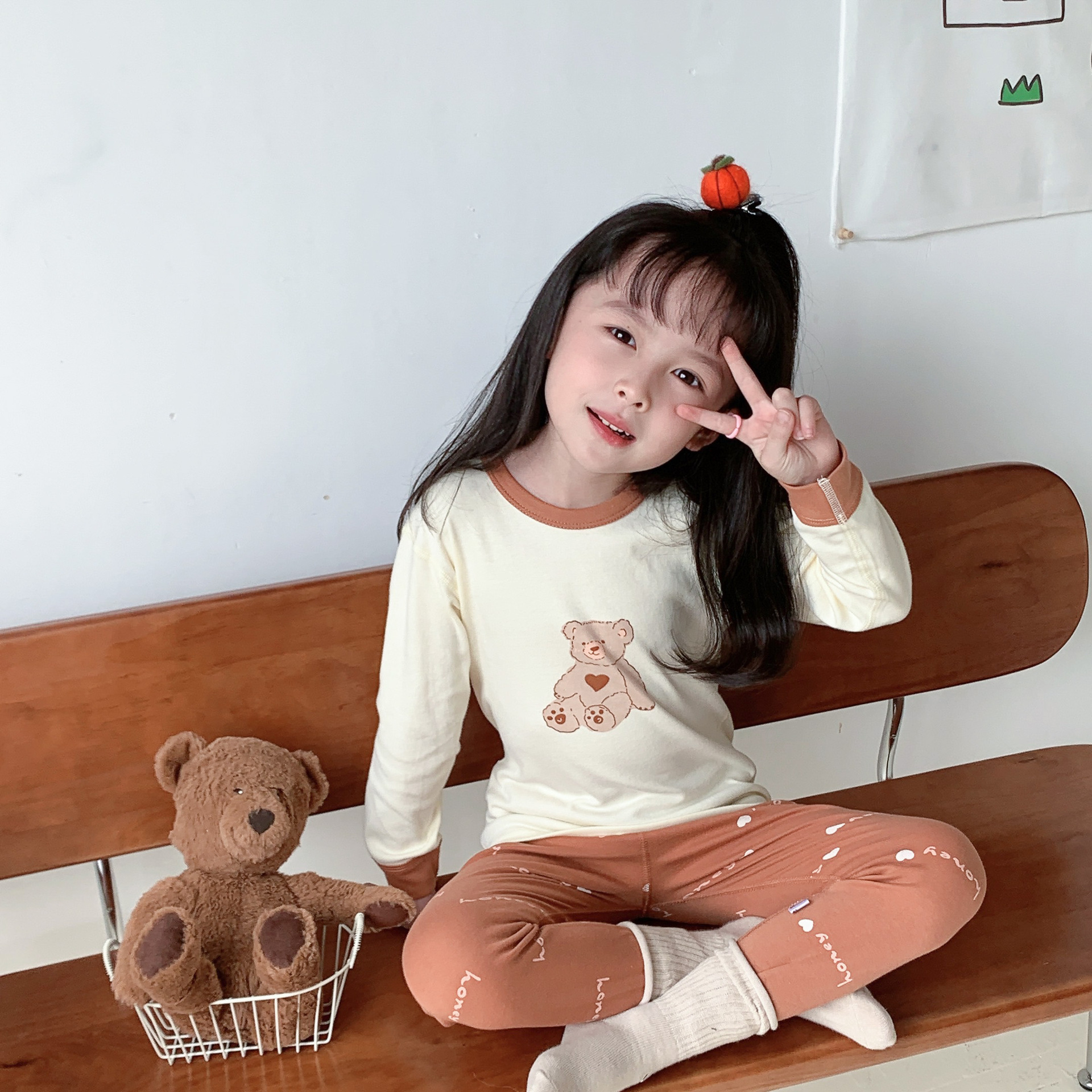 Conjunto de ropa interior de algodón para niños, pijamas de manga larga, camisetas y pantalones de otoño para niños y niñas, ropa interior de material suave.