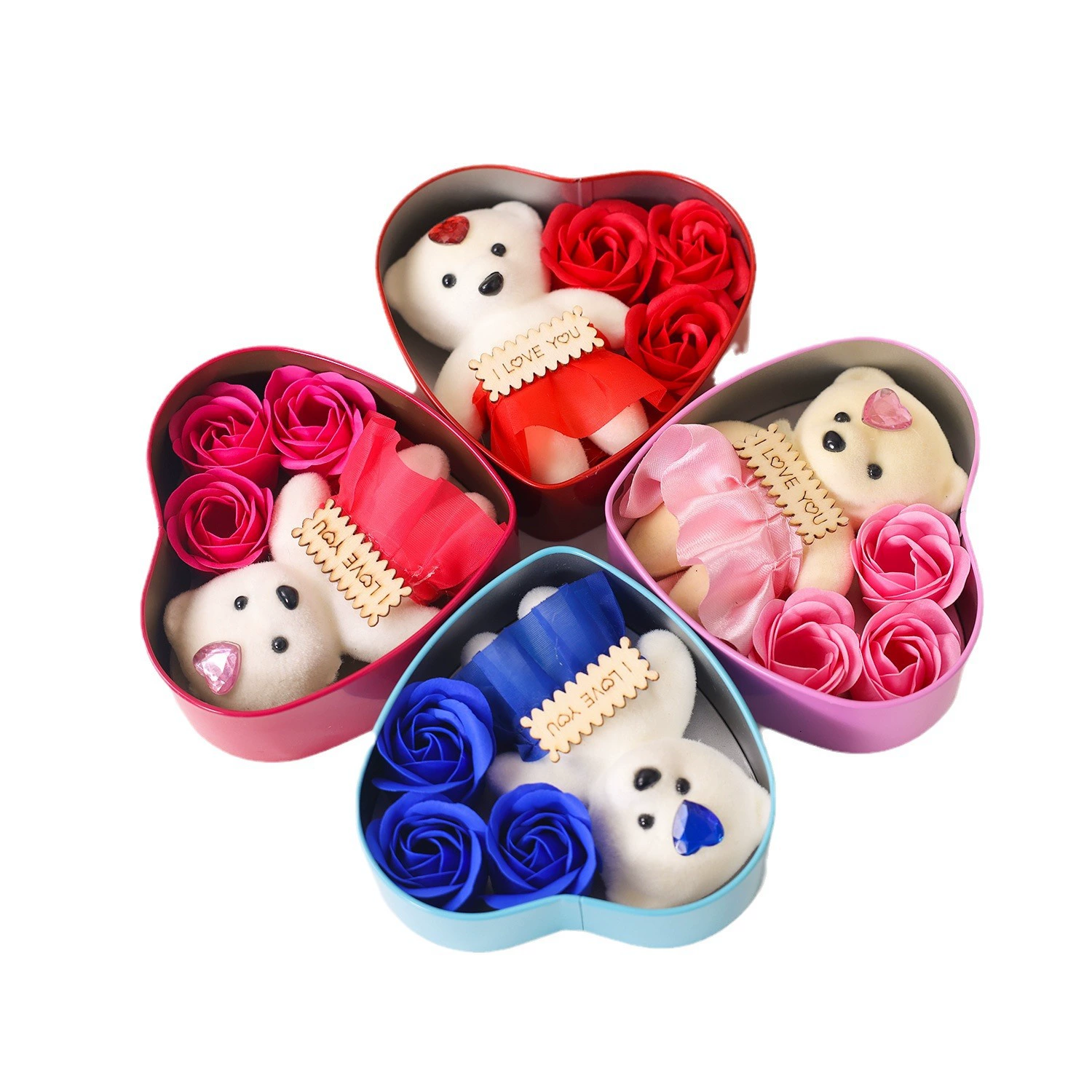 Tin box, soap for St. Valentine's Day contains rose, Birthday gift