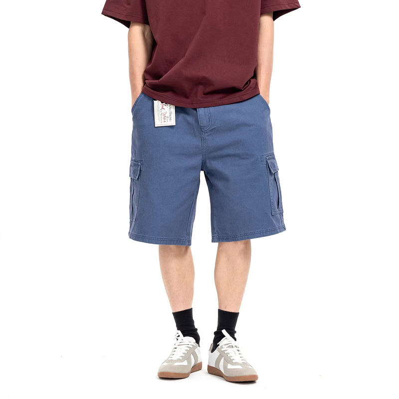 Atbordere Casual Mid-Length Pants for Men with Large Pockets, Loose Straight-Leg Work Pants, Summer Shorts for Men, Trendy Style Atbordere Casual Mid-Length Pants for Men with Large Pockets, Loose Straight-Leg Work Pants, Summer Shorts for Men, Trendy Style