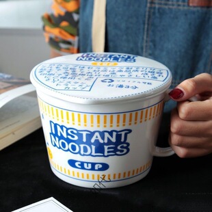 Japanese Creative Ceramic Instant Noodle Bowl Microwave Oven Suitable Bowl Student Dormitory Large Soup Bowl Large Cup Tableware Bowl