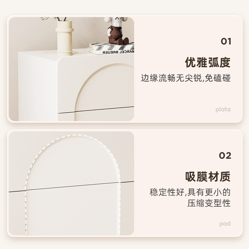 Mesita de noche de estilo crema Dormitorio doméstico Madera maciza Pequeña celebridad neta Casilla de almacenamiento de cabecera moderna simple creativa Armario de almacenamiento