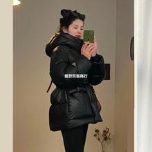 反季清仓黑金羽绒服女短款2023年新款鹅绒显瘦收腰黑色冬季外套潮