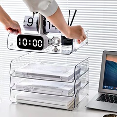 透明デスクトップファイルスクエア本棚書籍管理収納ラックオフィスアクリルa4紙4グリッドボックス