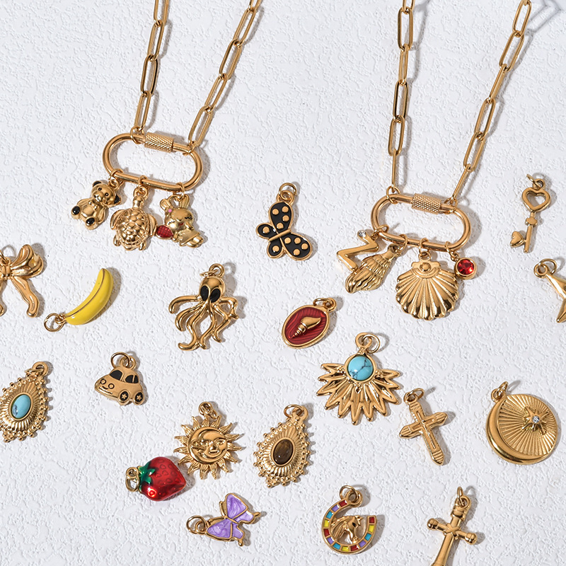 Ins Style Stainless Steel Fashion DIY Pendant Chain European and American Cross-Border Women's Trendy Design Matching Pendant Necklace Ins Style Stainless Steel Fashion DIY Pendant Chain European and American Cross-Border Women's Trendy Design Matching Pendant Necklace