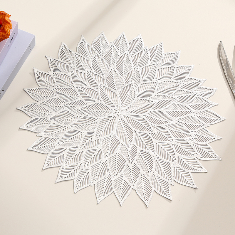 Alfombrilla de mesa de lujo ligera transfronteriza para el hogar, diseño moderno, alfombrilla de mesa lavable, costura de moda creativa, posavasos de hojas al por mayor