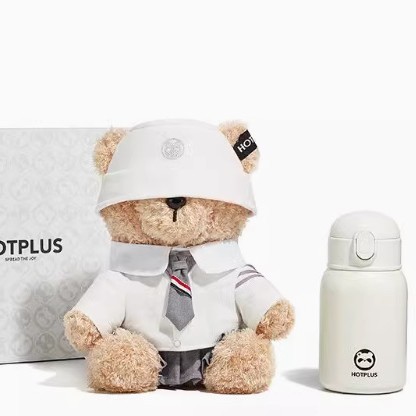 HOTPLUS スウェットシャツ クマ 魔法瓶カップ 女性 かわいい 水 カップル 学生ポット かわいい ネットセレブ ストロー付き|undefined