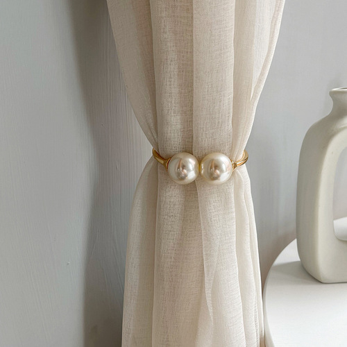 Creative new curtain straps pearl punch-free spring metal pearl curtain buckle curtain straps wholesale