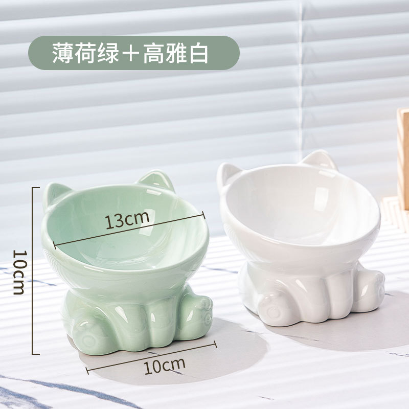 猫用ボウル セラミック製 猫用食器 黒ずみ防止 高足 斜め口 猫用食器 ペット用犬用水飲みボウル 首保護設計|undefined
