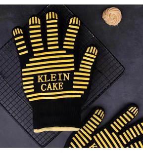BBQ oven heat insulation gloves double cotton food grade silicone microwave oven baking household anti-scald gloves