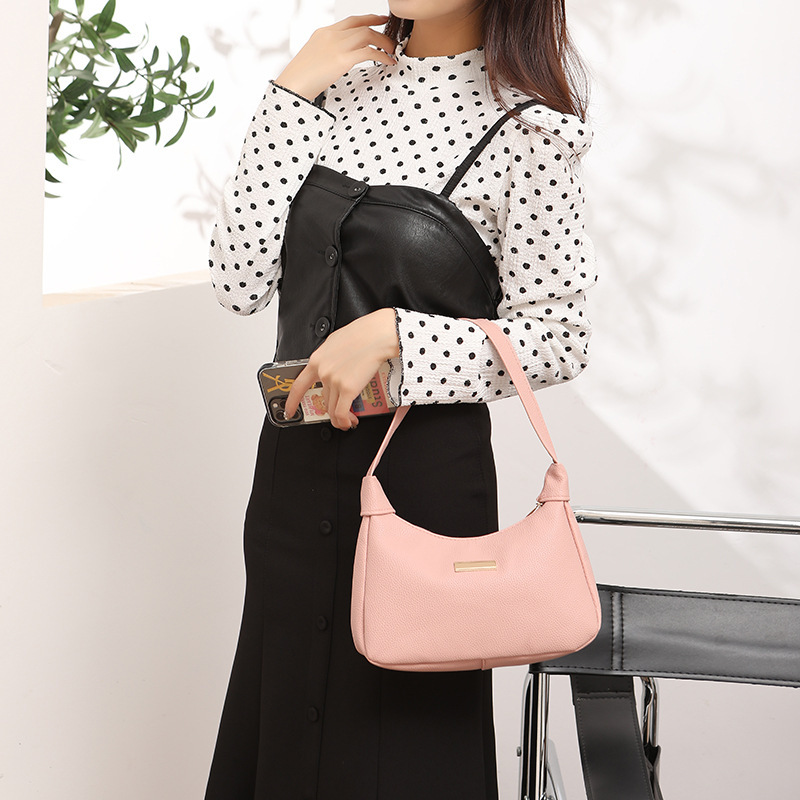 2024 moda litchi estriado sequinilla decoración brazo bolso de mujer fresco dulce bolso de hombro de mujer bolso de mano de mujer