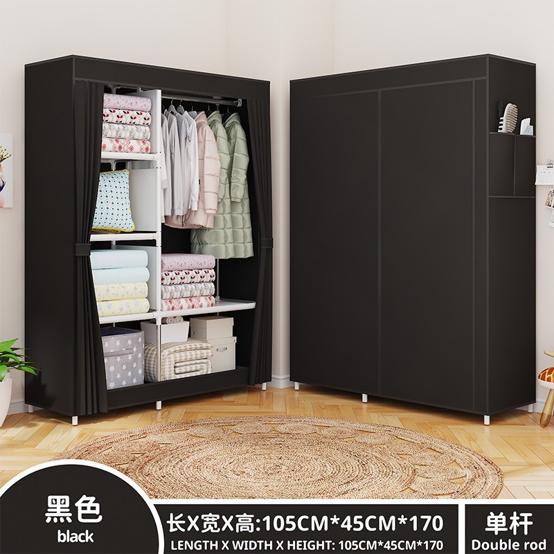 布ワードローブアセンブリ不織布防塵収納ワードローブ吊り下げシンプルなワードローブハンガースチールフレーム寮組み合わせ折りたたみキャビネット