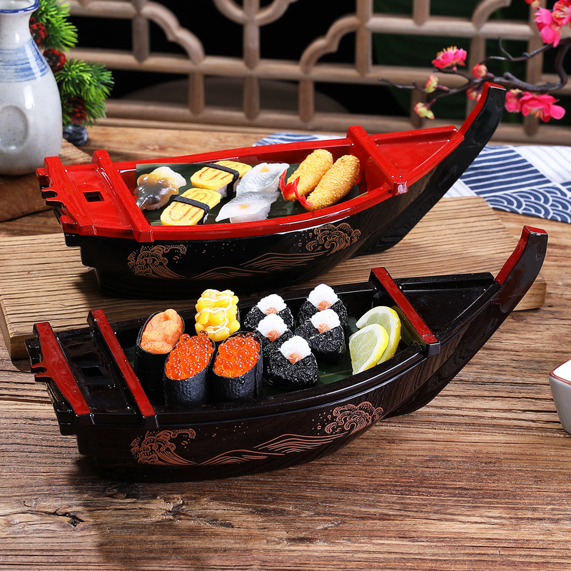 Japanese-Style Dragon Boat Restaurant Tableware Can Be Used for Dry Ice Sushi Platters, Sashimi Platters, and Salmon Platters Japanese-Style Dragon Boat Restaurant Tableware Can Be Used for Dry Ice Sushi Platters, Sashimi Platters, and Salmon Platters