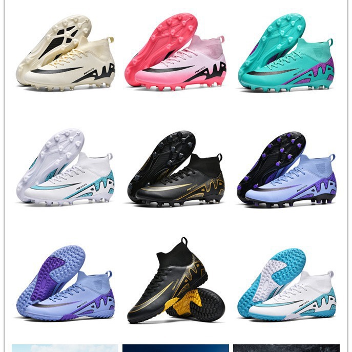 Nuevos zapatos de fútbol para adultos transfronterizos rosa para hombres y mujeres adolescentes y niños estudiantes ag ag ag agujeros TF entrenamiento al por mayor