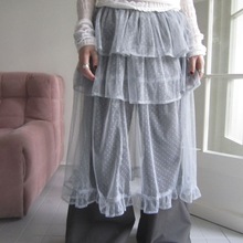 新品小众复古层次感波点网纱叠穿半身裙