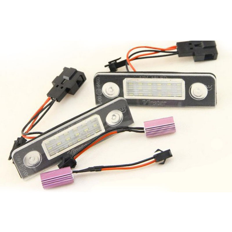 Suitable for Volkswagen Skoda Octavia II facelift models 09-12, license plate lights, 18 LED white lights, black cotton, 2 pieces