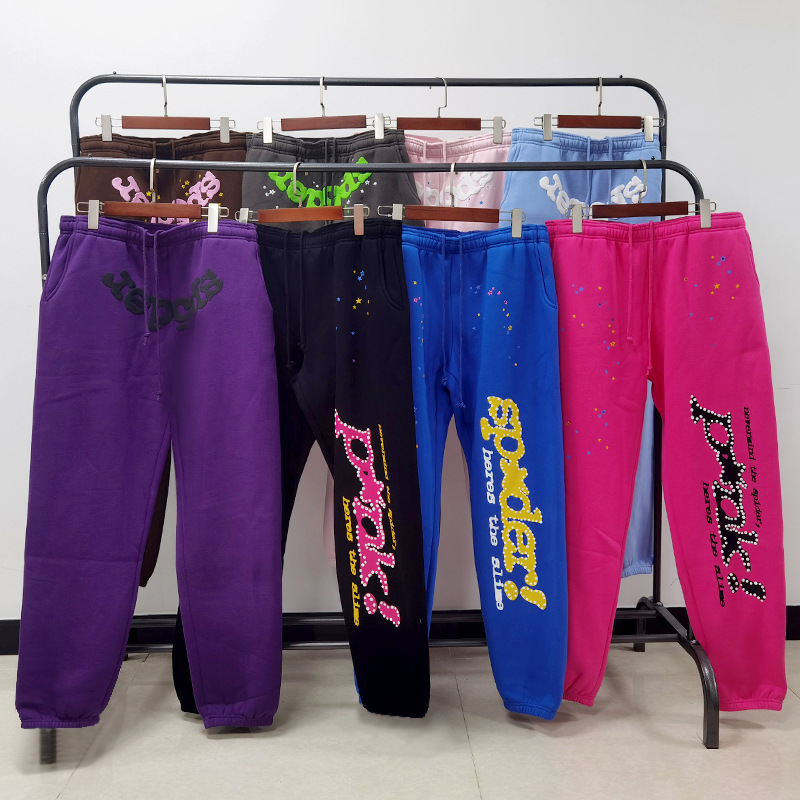 Cross-border best-selling Sp5der Spiderweb Heavyweight 450G Fleece-lined Sweatpants American Hip Hoo High Street Trendy Sweatshirt Set