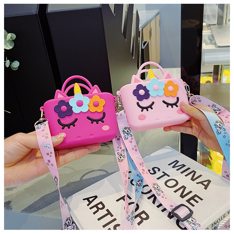 90g Weight Nylon Lining Material Zipper Closure Type Single Shoulder Strap Strap Type Animal Pattern White, Pink, Red Color Cute Cartoon  Silicone Bag 8