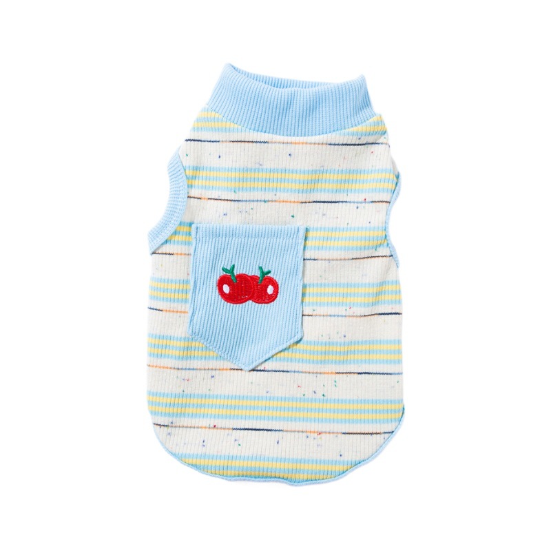 Perro primavera verano chaleco a rayas cereza de dos patas gato perro pequeño y mediano peluche lindo perro mascota ropa verano