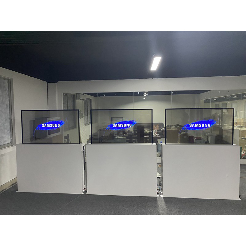 透明oled显示屏触摸互动广告机oled自发光透明广告机车展博物馆