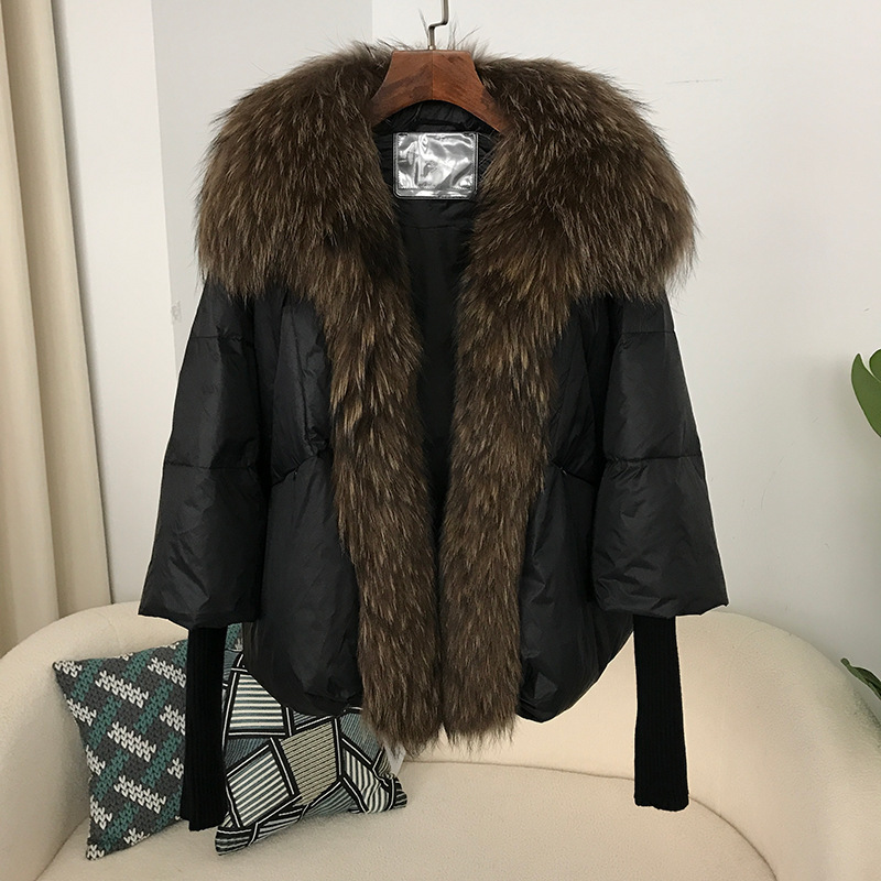 Women's Down Jacket With White Duck Down And Fur Short Coat_voghion.com