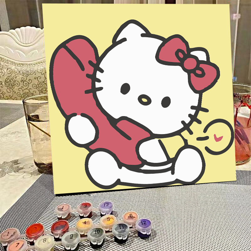 デジタル油絵diyの塗り絵の子供は漫画のアニメを埋めて色を塗ります。|undefined