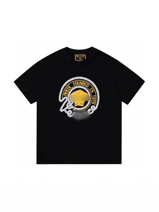 Fanjiasi 折りたたみ高級ハイエンドプリント半袖 Tシャツメンズ 25 夏新作ラウンドネックスリムトップボトム Tシャツ|undefined
