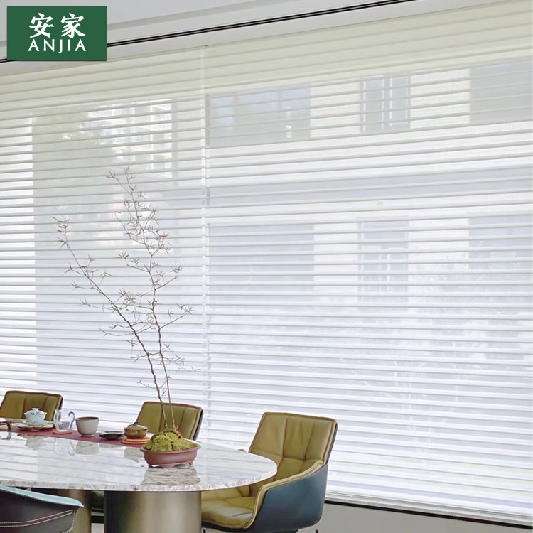 Shangri-La Blinds, No-Drill Installation, Soft Sheer Curtains, Office Balcony Sunshade, Adjustable, Upgradeable to Electric