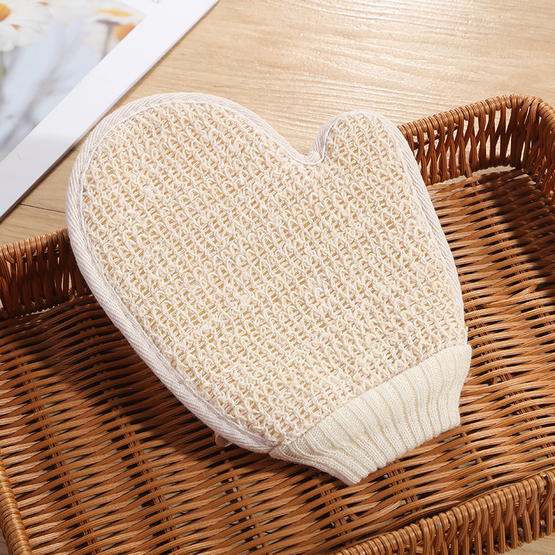 Venta al por mayor de fábrica de guantes de toalla de baño de yute Toalla de baño guantes de baño de ramio toalla cuadrada de doble cara guantes de baño