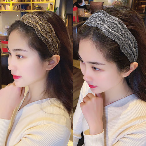 Stylish hair band for women, Korean wide-brimmed trendy short hair accessory, simple lace hair clip to cover gray hair, headband